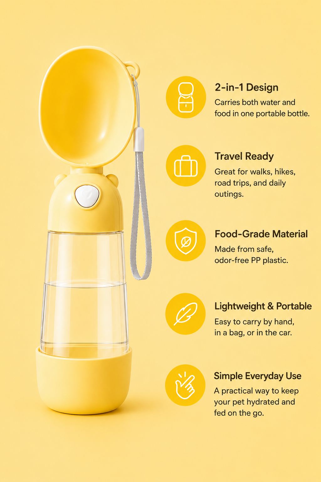 Althera PawFlow 2-in-1 Portable Pet Water Bottle & Feeder