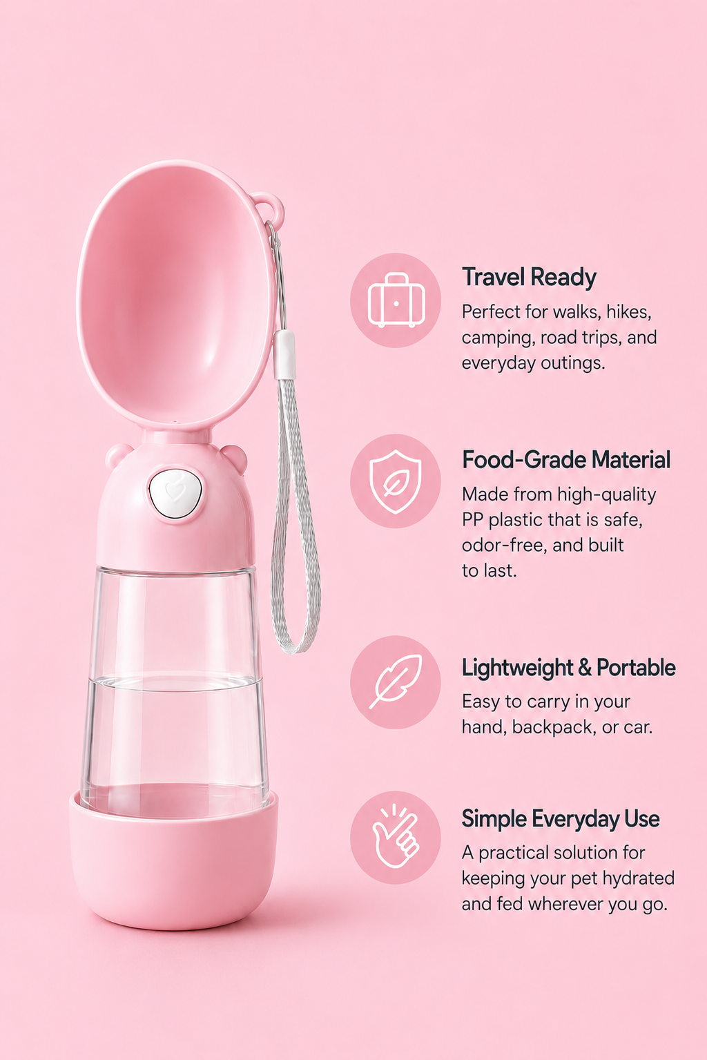 Althera PawFlow 2-in-1 Portable Pet Water Bottle & Feeder